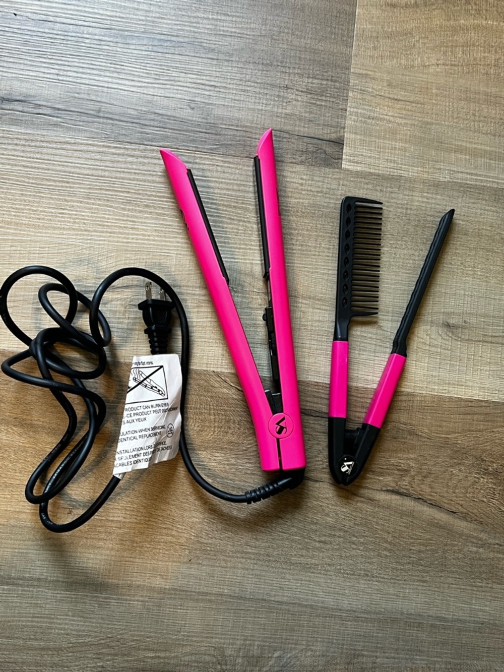 Hot Pink Mini Hair Straightener and Styling Comb Set